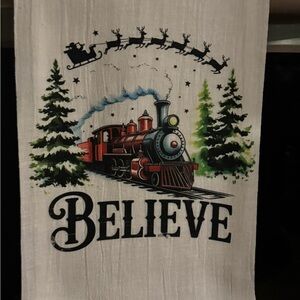 Festive Train and Reindeer Kitchen Towel  Set of 2.